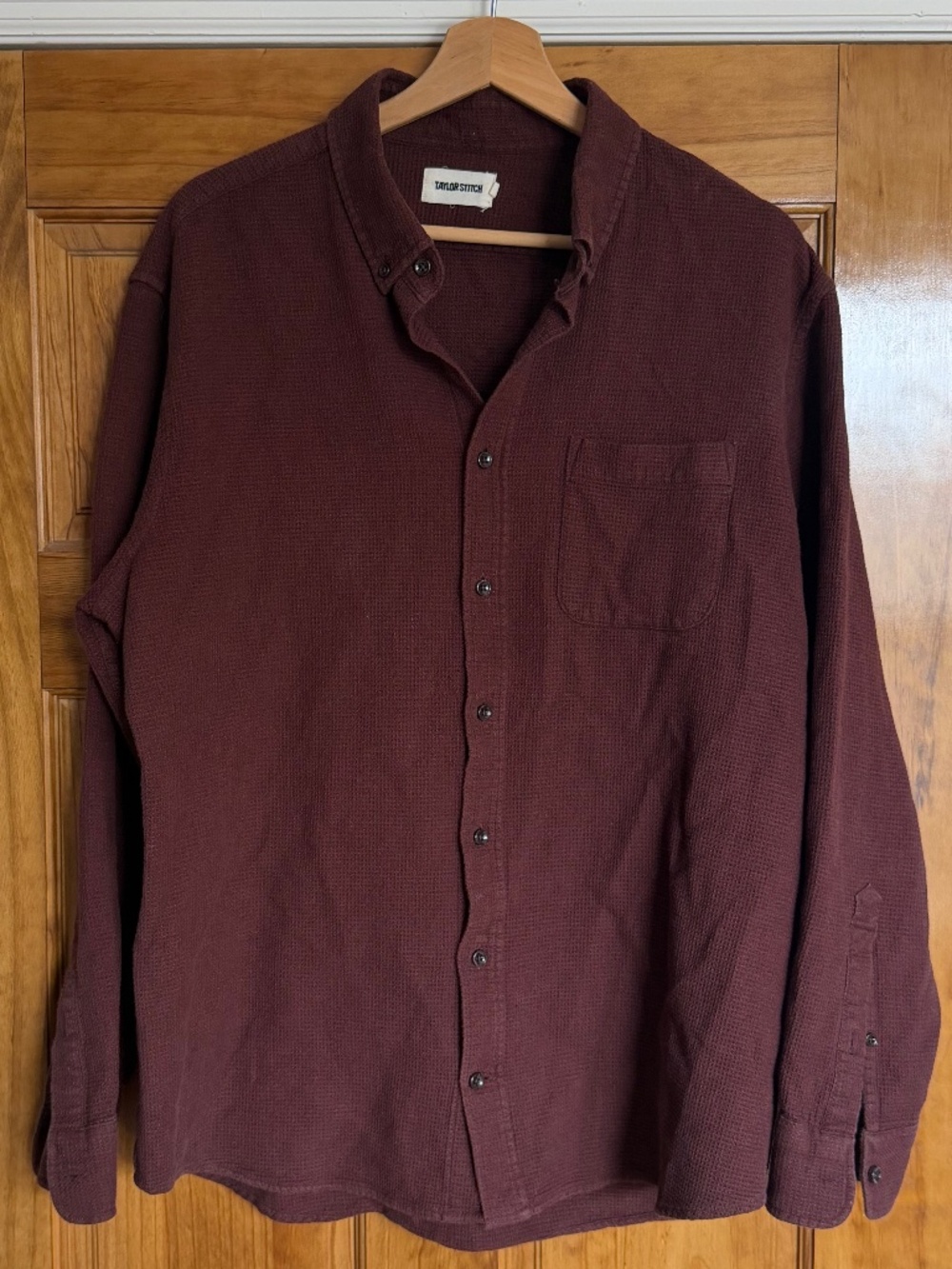 Taylor Stitch - The Jack - Men’s Button-Down Shirt - Burgundy Waffle - XL/44